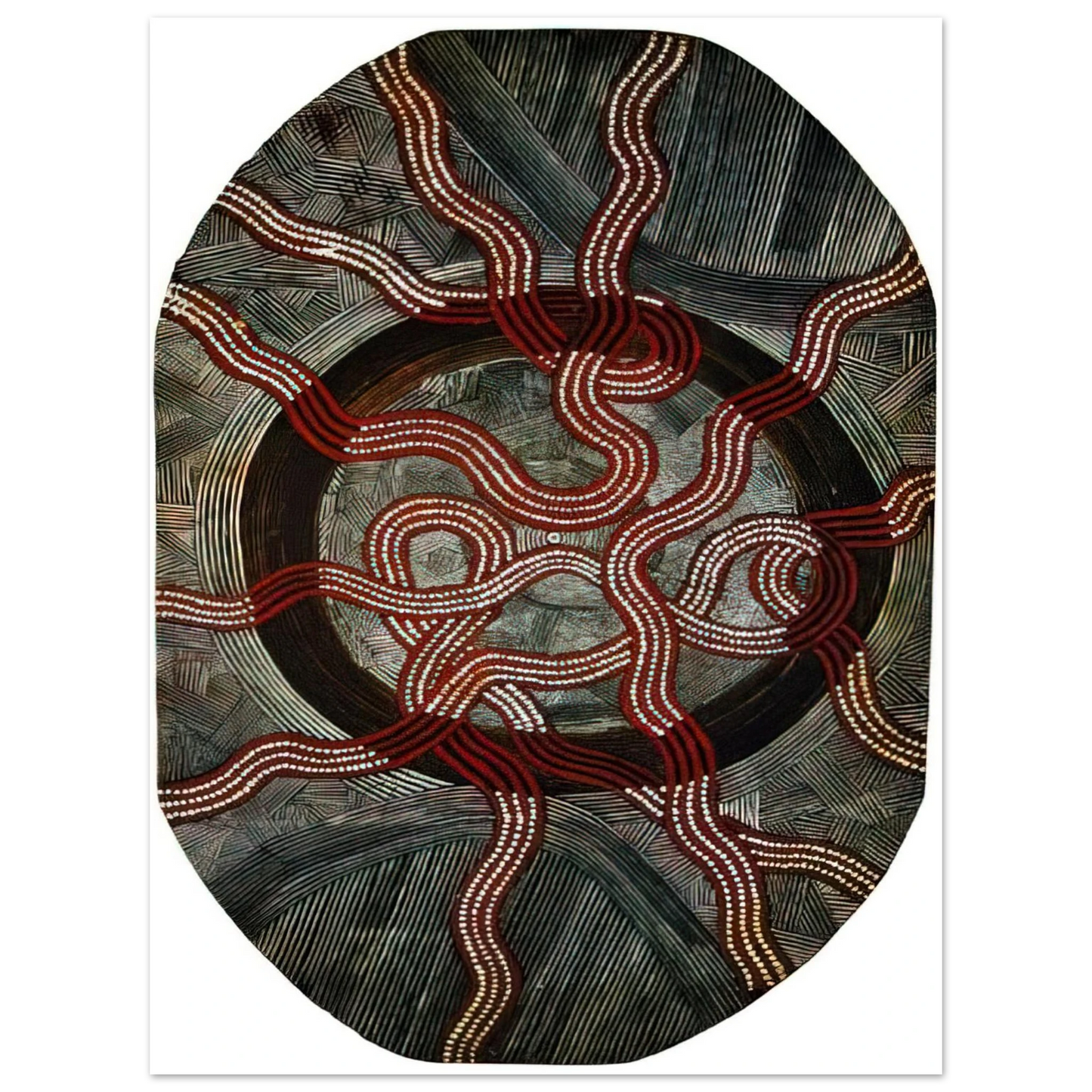 Clifford Possum Tjapaltjarri - Untitled Snake Dreaming - 1972 75x100 cm / 30x40inches Fine Art Poster