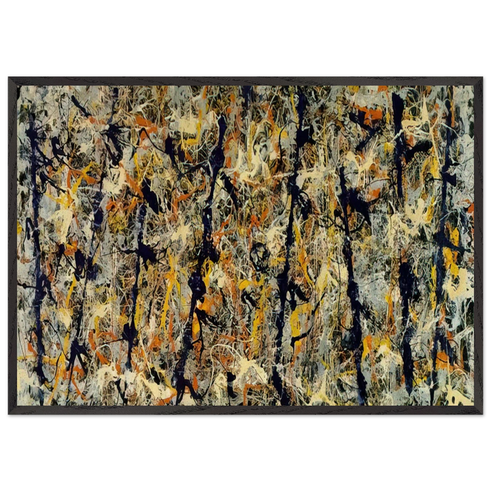 BLUE POLES NUMBER 11 1952 1 - Jackson Pollock 70x100 cm / 28x40 inches Framed Art Print – Black Wooden Frame
