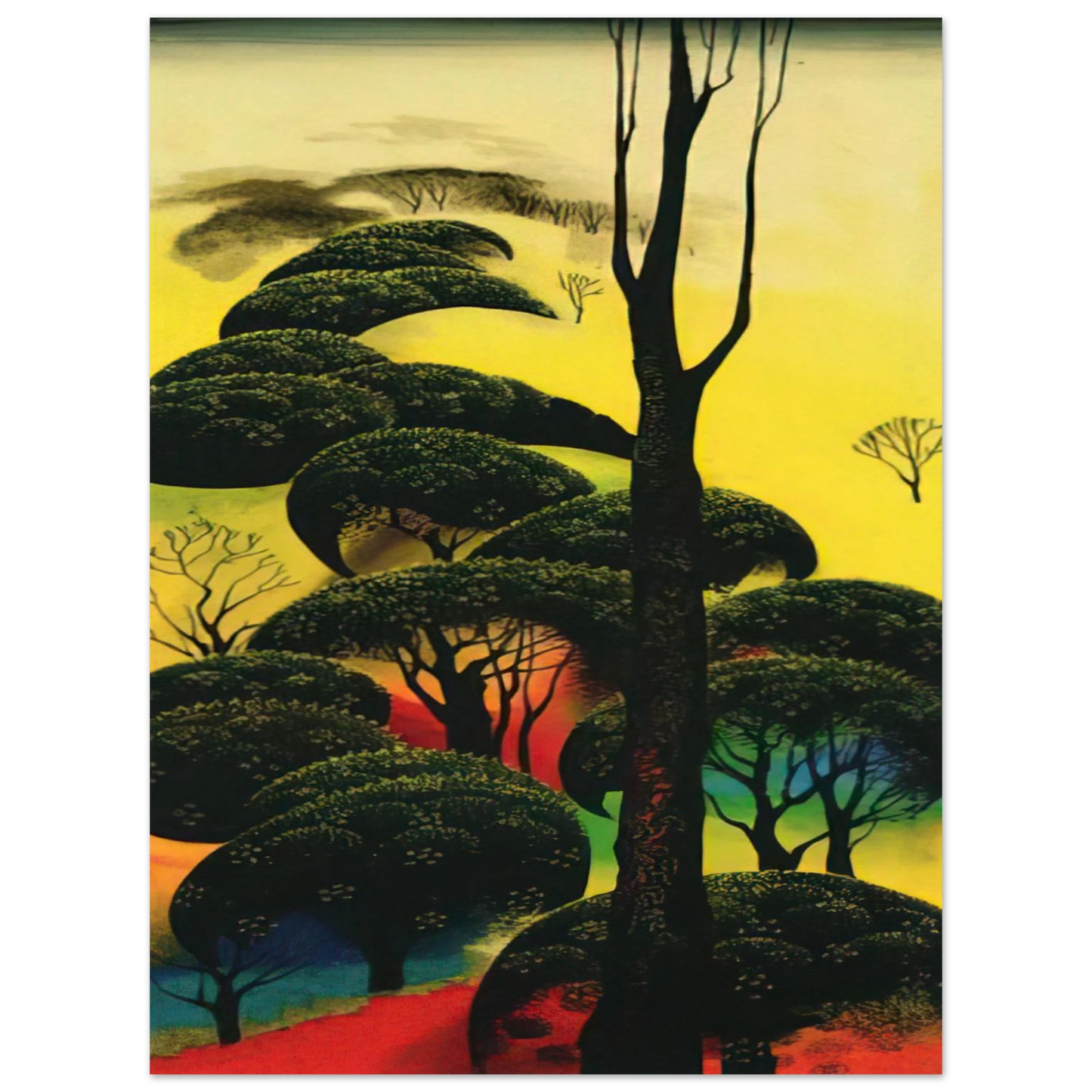 Eyvind Earle - Climbing Oaks 75x100 cm / 30x40inches Fine Art Poster