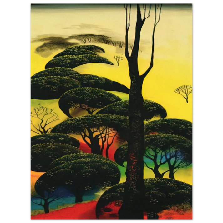 Eyvind Earle - Climbing Oaks 75x100 cm / 30x40inches Fine Art Poster