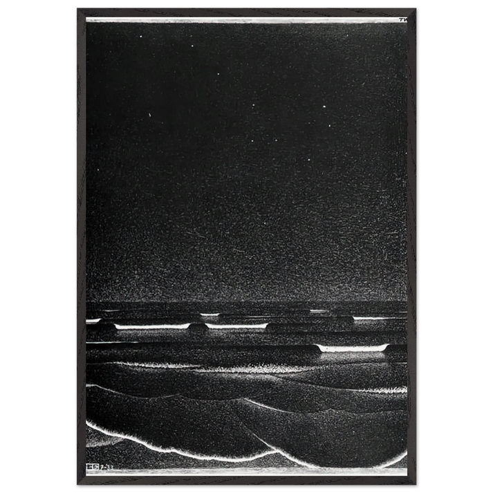 FLUORESCENT SEA - MC Escher 70x100 cm / 28x40 inches Framed Art Print – Black Wooden Frame | Maurits Cornelis Escher Prints