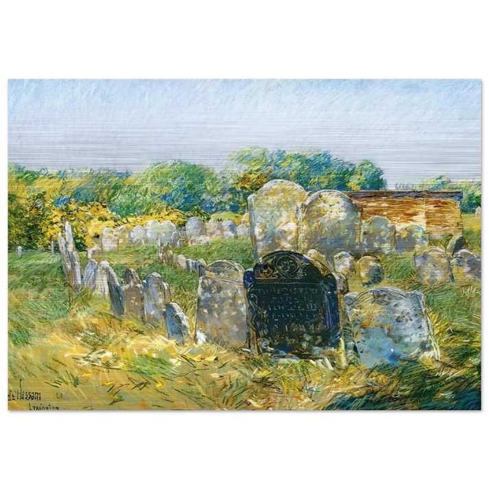 Colonial Graveyard at Lexington - Childe Hassam Brushed Aluminum Print - 70x100 cm / 28x40 inches | Childe Hassam Aluminum Print | Childe Hassam Prints
