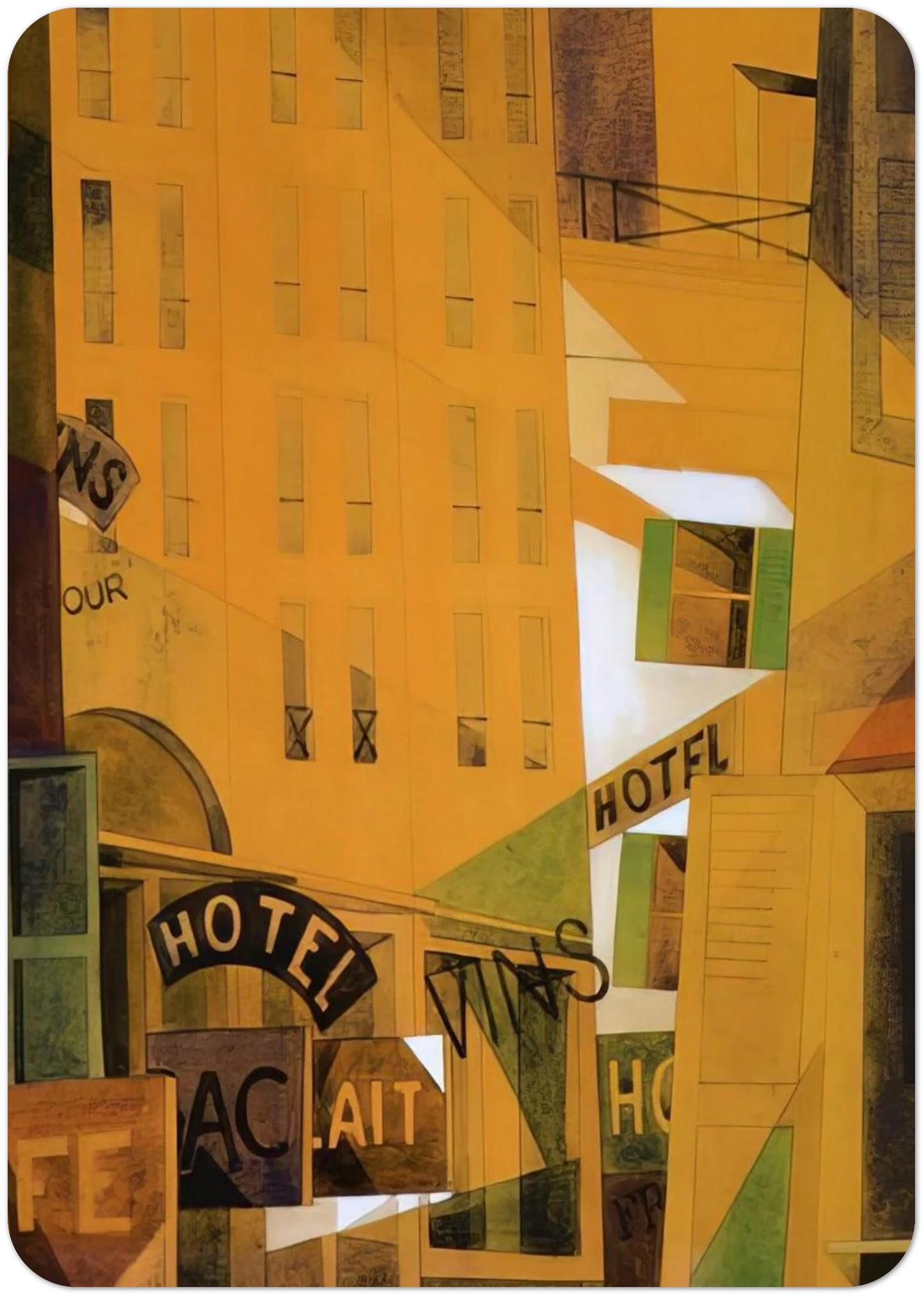 Hotel - 1921 By Charles Demuth Pack of 10 Post Cards | Charles Demuth Post Cards | A6 (10.5 x 14.8 cm) - 4.1 x 5.8 inches