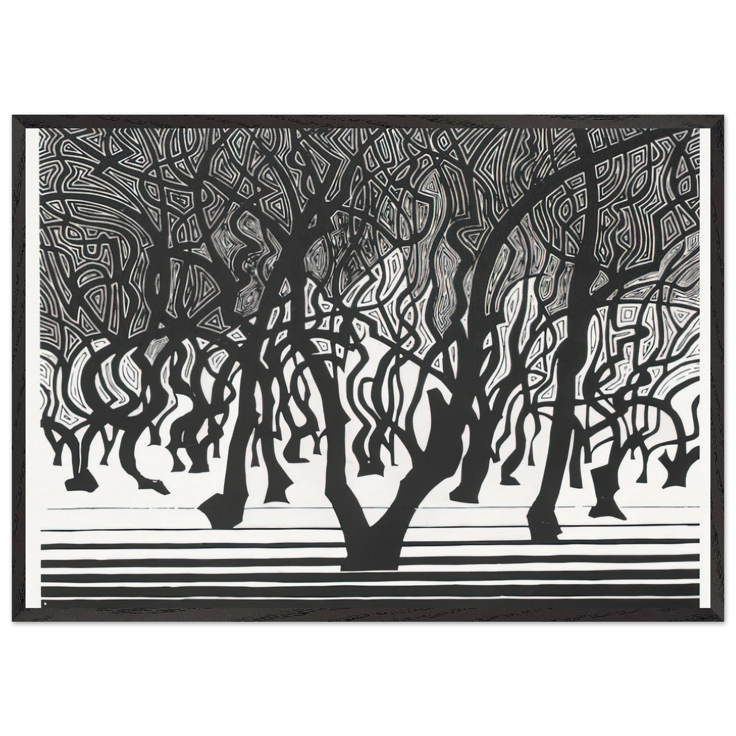 WOODS NEAR MENTON - MC Escher 70x100 cm / 28x40 inches Framed Art Print – Black Wooden Frame | Maurits Cornelis Escher Prints