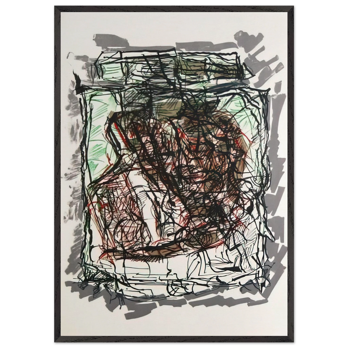 Lithographie 1976 - Jean-Paul Riopelle 70x100 cm / 28x40 inches Framed Art Print – Black Wooden Frame
