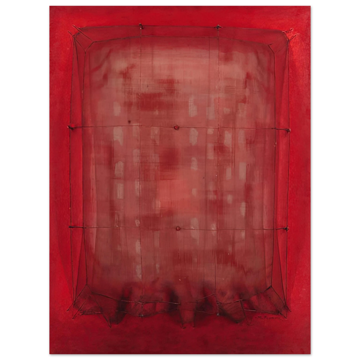 Manuel Rivera - Espejo vestido de rojo - Art Informel 75x100 cm / 30x40inches Fine Art Poster
