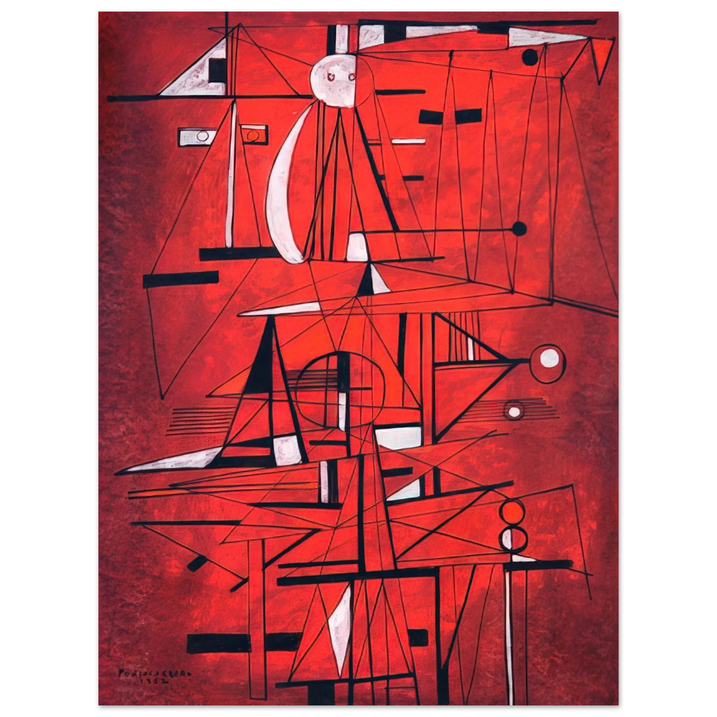 Rene Portocarrero - COMPOSITION 1952 75x100 cm / 30x40inches Fine Art Poster