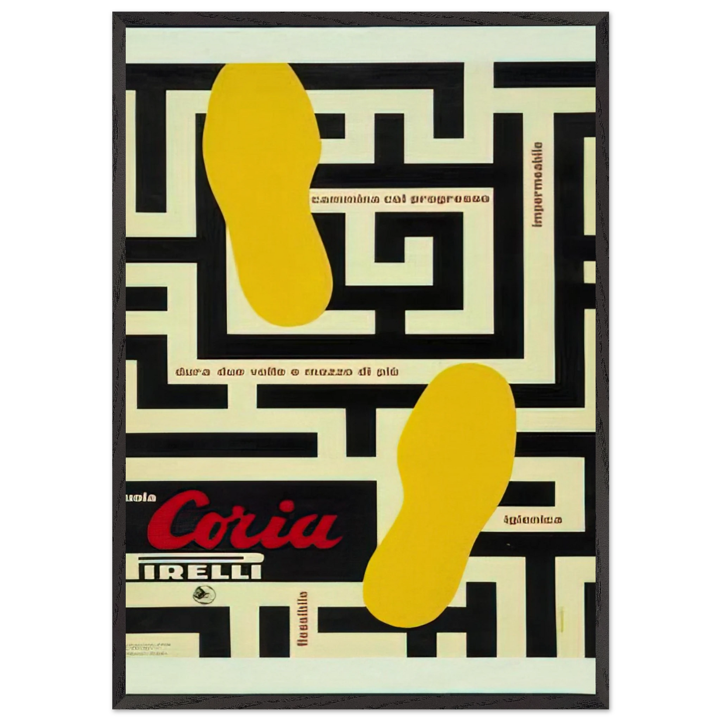 Pirelli Suola Coria - 1953 - Bruno Munari 70x100 cm / 28x40 inches Framed Art Print – Black Wooden Frame