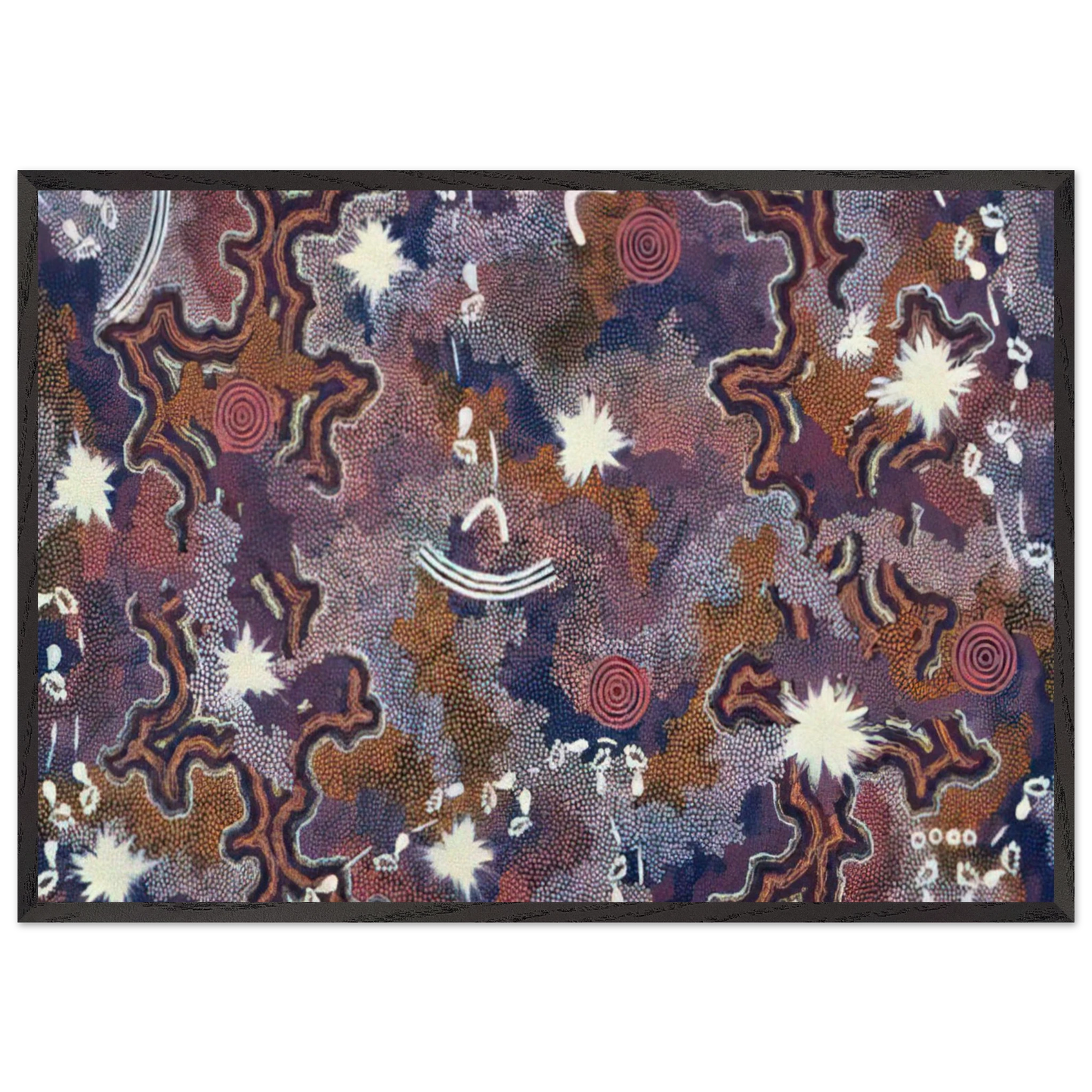 Ngarlu - 1994 - Clifford Possum Tjapaltjarri 70x100 cm / 28x40 inches Framed Art Print – Black Wooden Frame