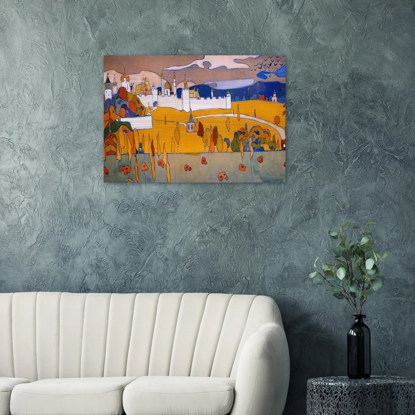 WALLED CITY IN AUTUMN LANDSCAPE 1902 - Wassily Kandinsky Brushed Aluminum Print - 70x100 cm / 28x40 inches | Wassily Kandinsky Aluminum Print | Wassily Kandinsky Prints