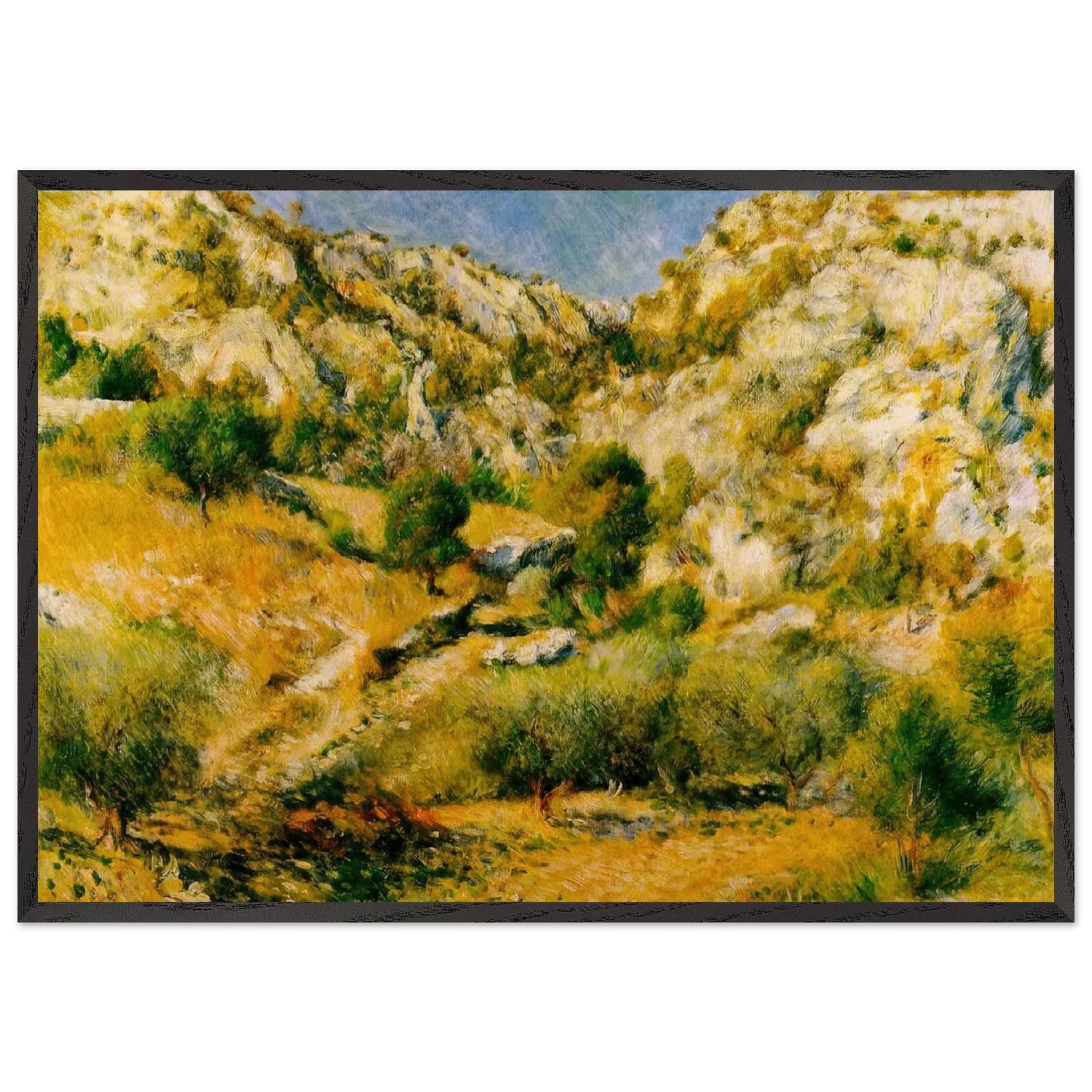 Rocky Craggs at lEstaque - Pierre-Auguste Renoir 70x100 cm / 28x40 inches Framed Art Print – Black Wooden Frame