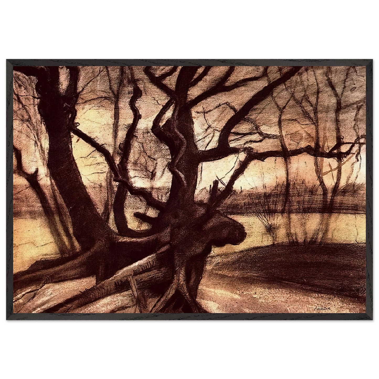 Study of a Tree - Vincent van Gogh 70x100 cm / 28x40 inches Framed Art Print – Black Wooden Frame