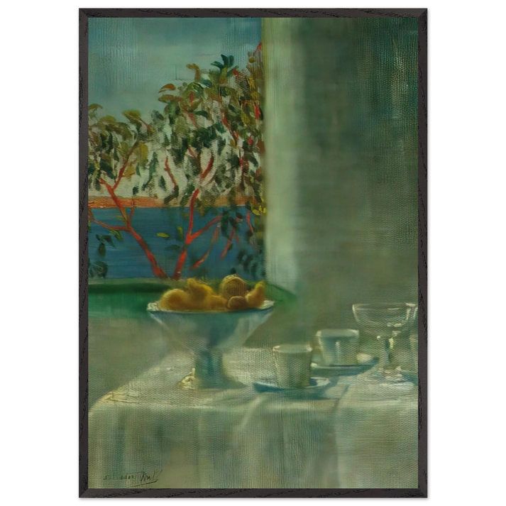 STILL LIFE BY A WINDOW - Salvador Dali 70x100 cm / 28x40 inches Framed Art Print – Black Wooden Frame