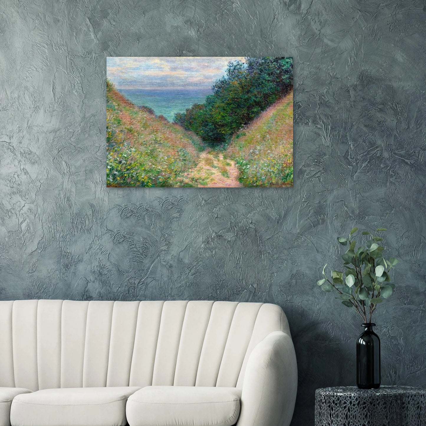 Path at La Cavee, Pourville - claude monet Brushed Aluminum Print - 70x100 cm / 28x40 inches | claude monet Aluminum Print | claude monet Prints