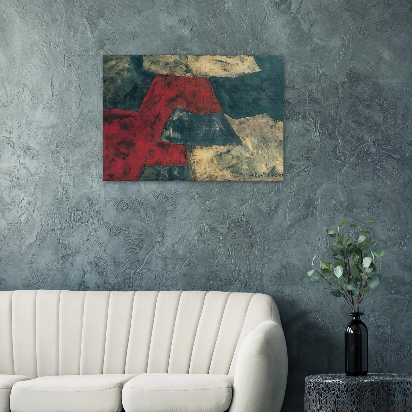 Composition - 1958 - Serge Poliakoff Brushed Aluminum Print - 70x100 cm / 28x40 inches | Serge Poliakoff Aluminum Print | Serge Poliakoff Prints