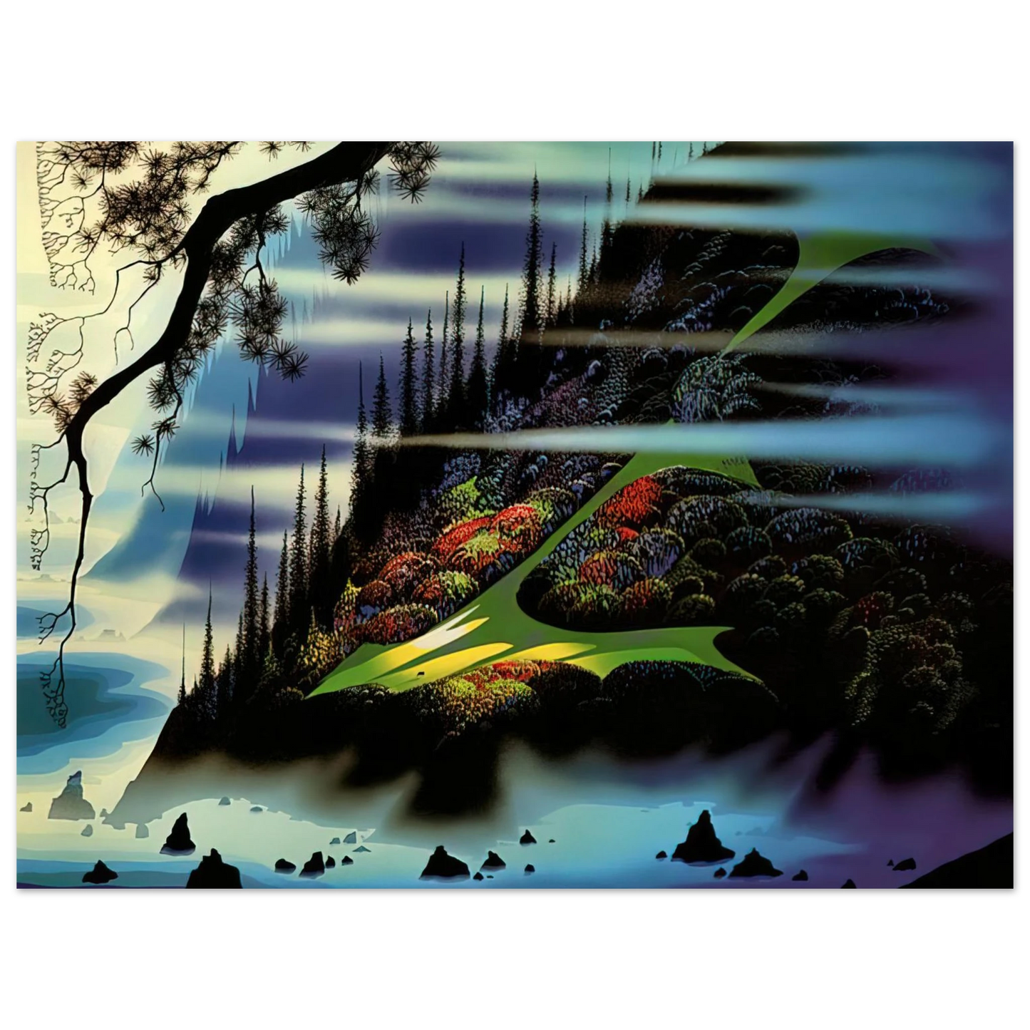Eyvind Earle - Pasture Through the Fog 75x100 cm / 30x40inches Fine Art Poster