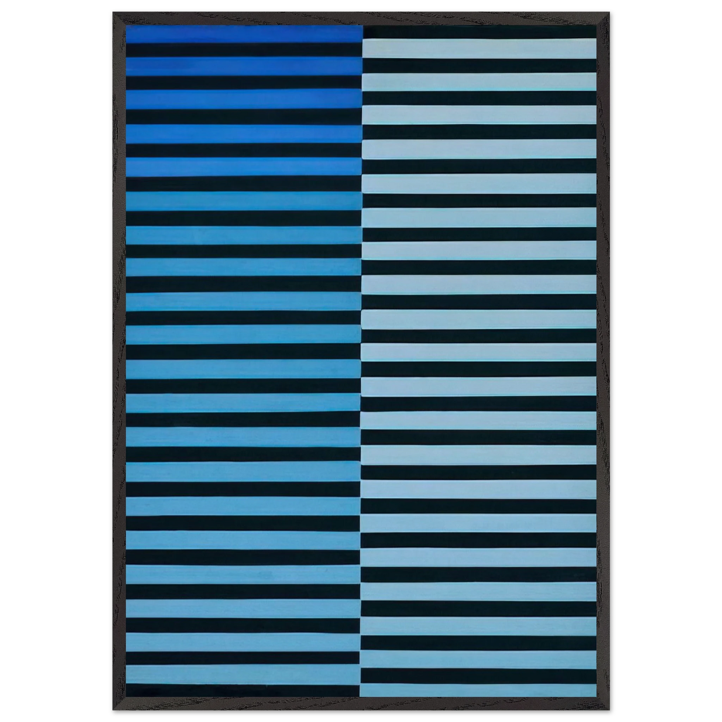 Ricerca del colore azzurro su nero - 1968 - Dadamaino 70x100 cm / 28x40 inches Framed Art Print – Black Wooden Frame