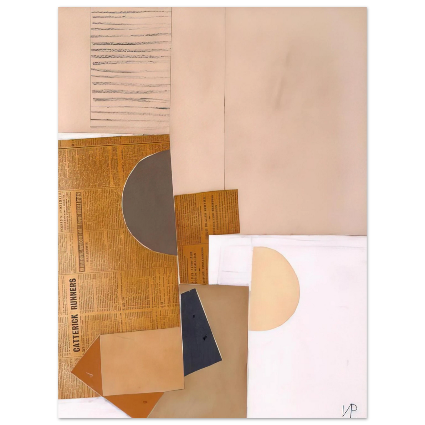 Victor Pasmore - ABSTRACT IN WHITE GREY AND OCHRE 1949 75x100 cm / 30x40inches Fine Art Poster