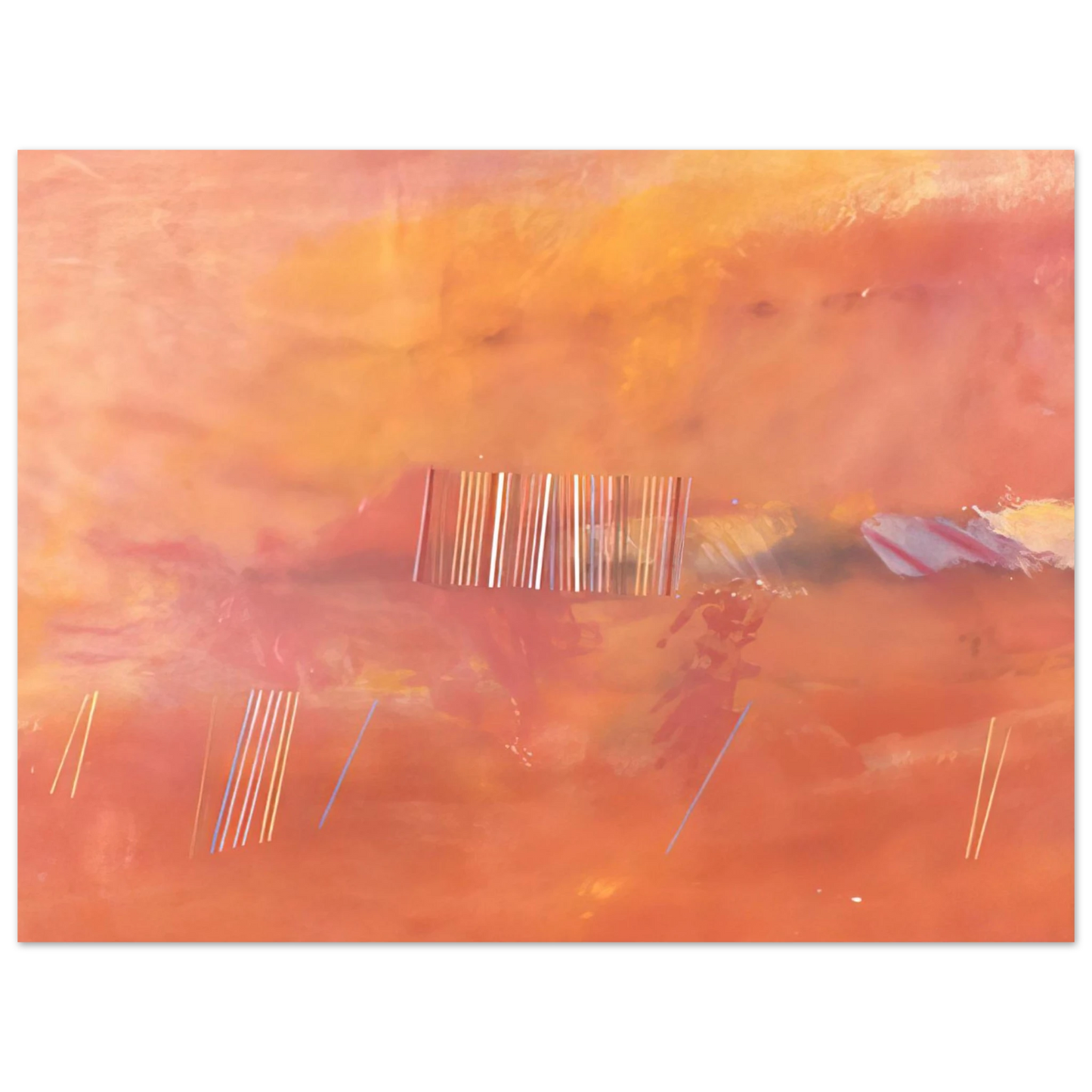Ronnie Landfield - Orange Line Painting - 1969 75x100 cm / 30x40inches Fine Art Poster