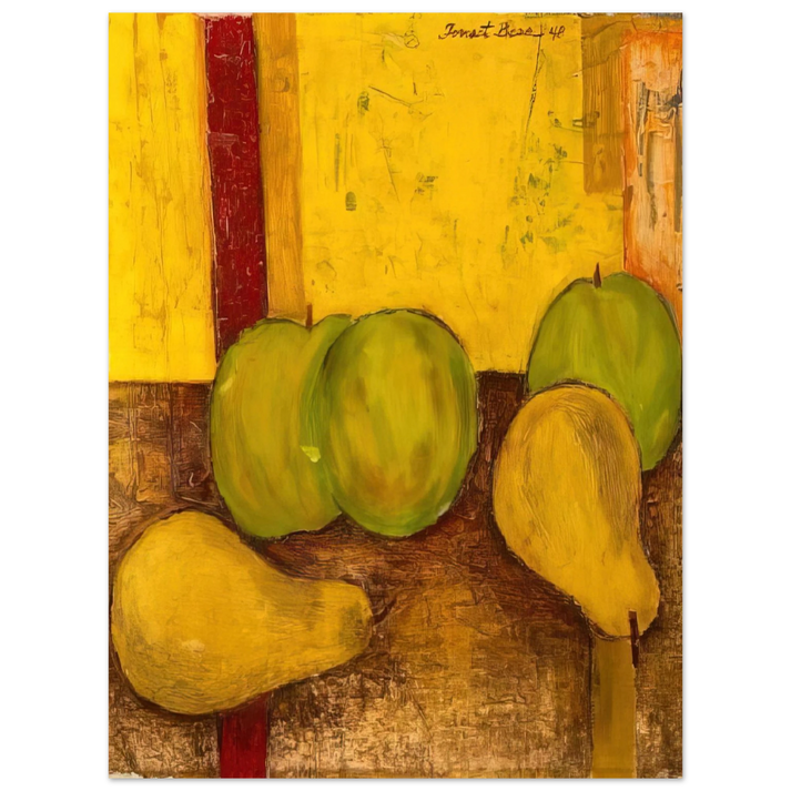 Forrest Bess - Still life with green apples and pears - 1948 75x100 cm / 30x40inches Fine Art Poster