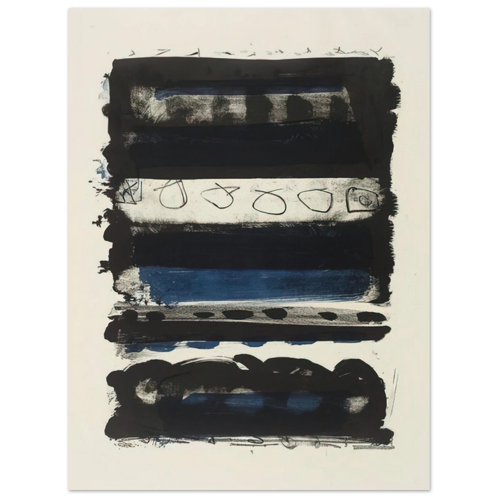 Patrick Heron - Black and Blue Stripes - 1958 75x100 cm / 30x40inches Fine Art Poster