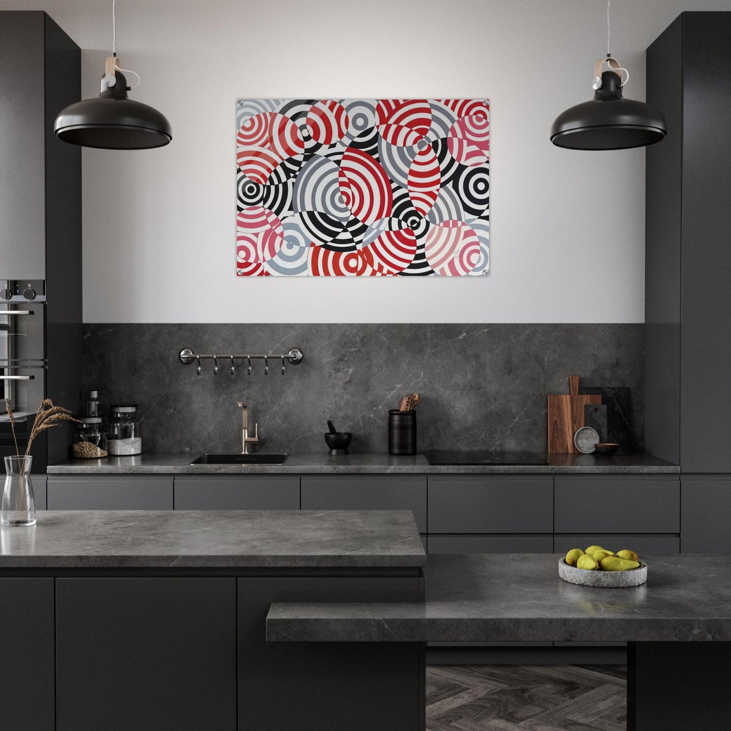 Interférences en rouge et gris No. 640 - 1963 - Antonio Asis Acrylic Print - 70x100 cm / 28x40″ inches | Antonio Asis Wall Art | Antonio Asis Prints