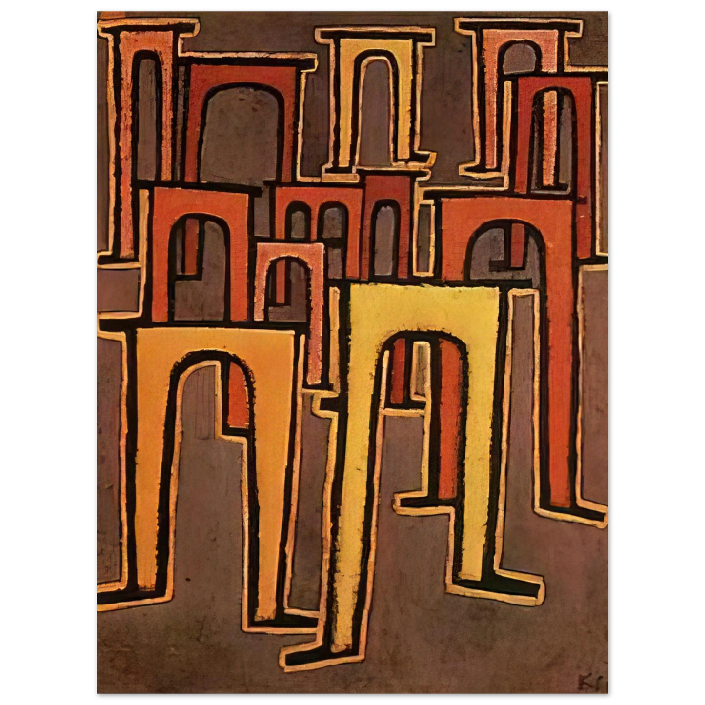Paul Klee - REVOLUTION OF THE VIADUCT 1937 75x100 cm / 30x40inches Fine Art Poster