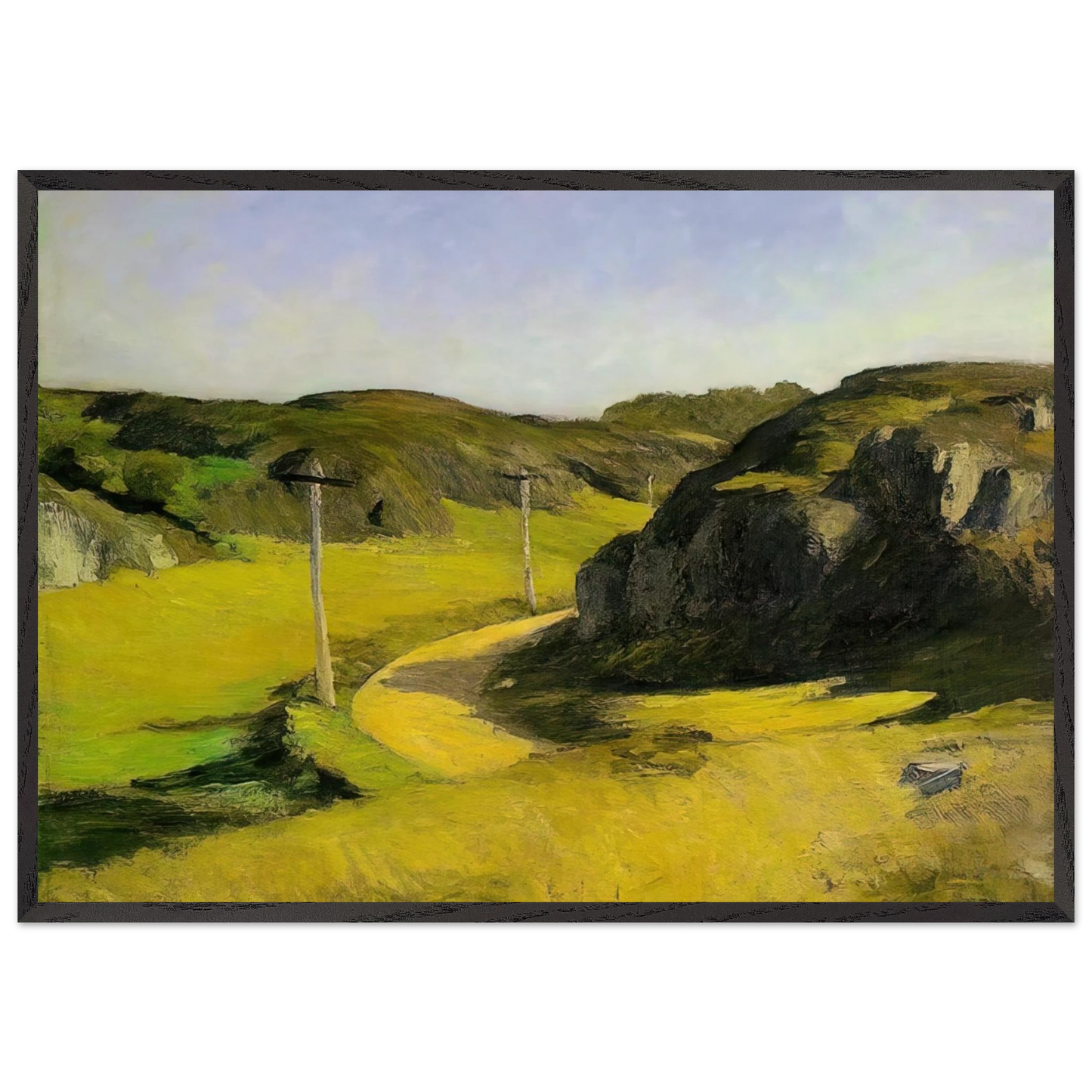 Road in Maine - Edward Hopper 70x100 cm / 28x40 inches Framed Art Print – Black Wooden Frame