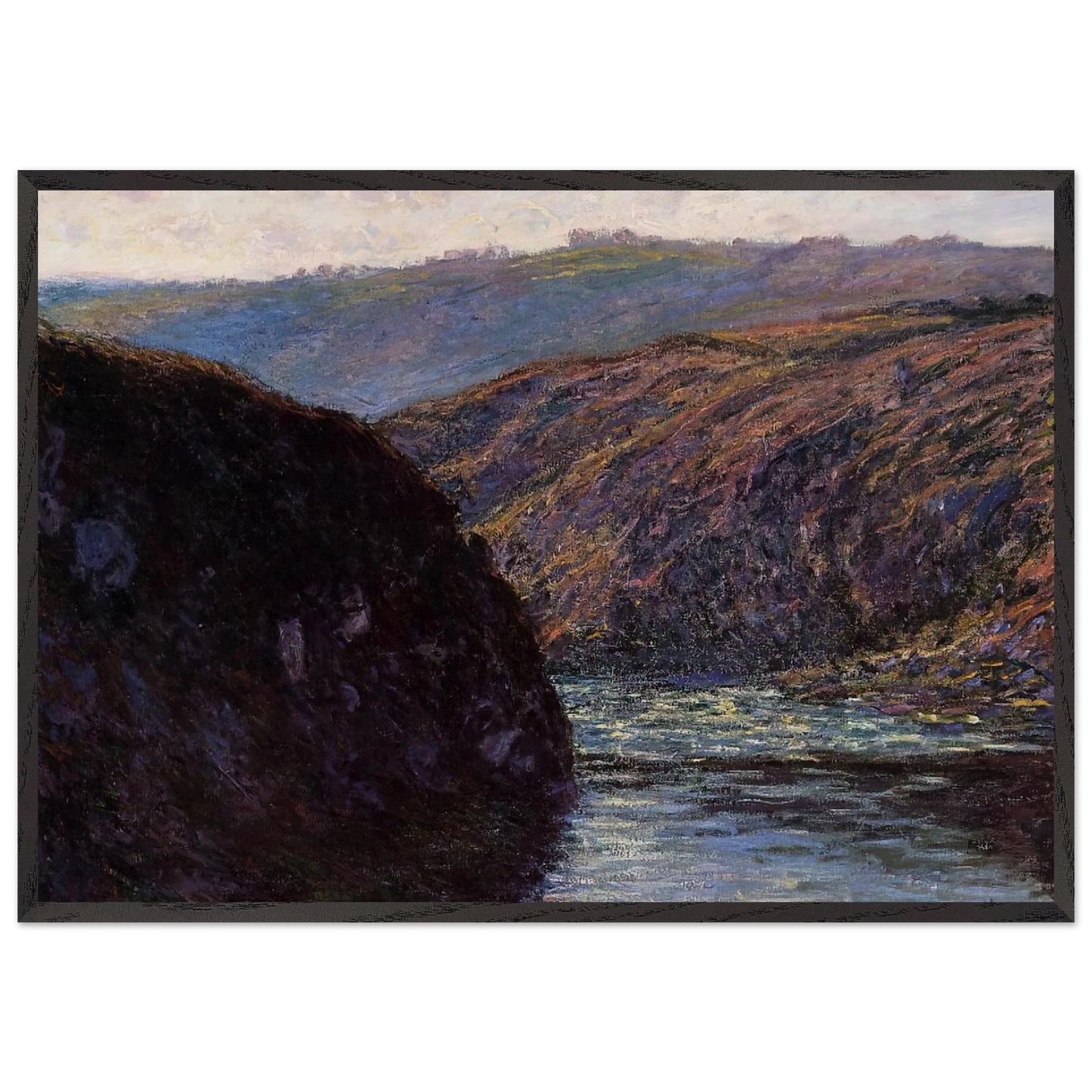 Valley of the Creuse Afternoon Sunlight - claude monet 70x100 cm / 28x40 inches Framed Art Print – Black Wooden Frame