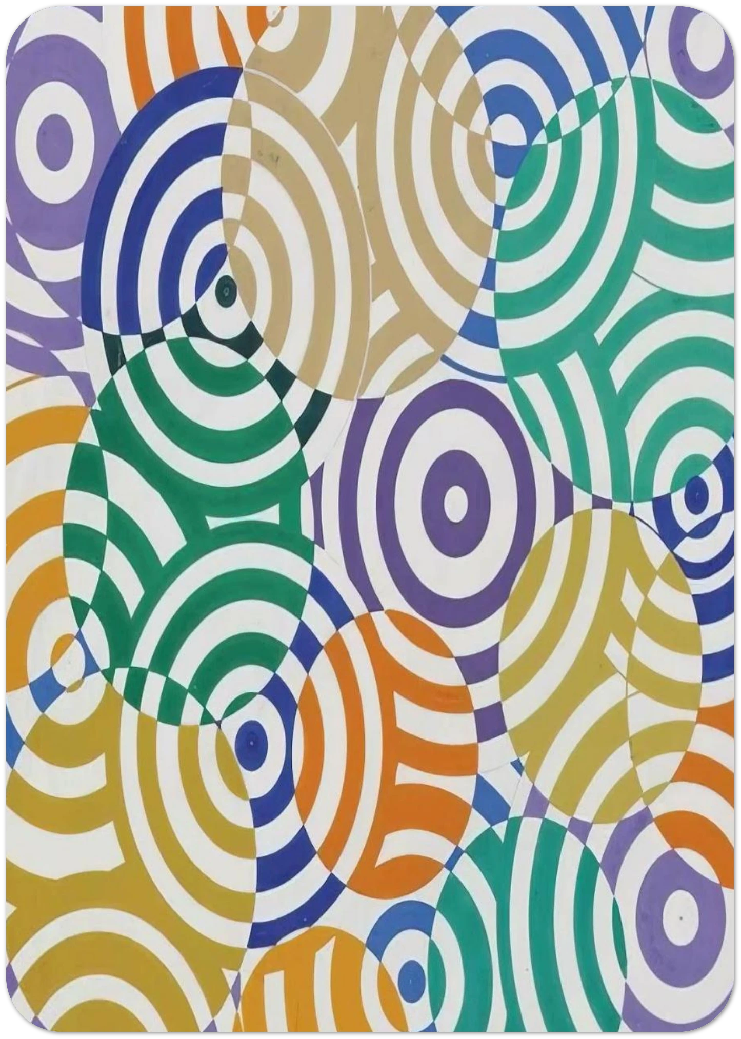 Interférences polychromes No. 636 - 1968 By Antonio Asis Pack of 10 Post Cards | Antonio Asis Post Cards | A6 (10.5 x 14.8 cm) - 4.1 x 5.8 inches
