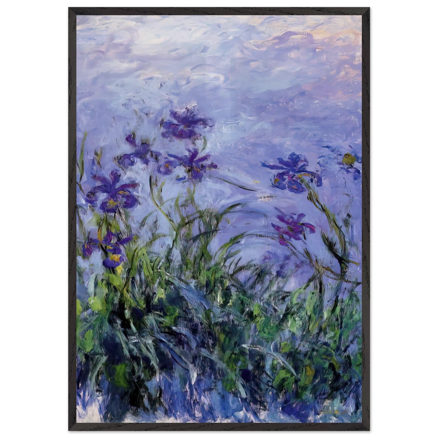 Lilac Irises - claude monet 70x100 cm / 28x40 inches Framed Art Print – Black Wooden Frame