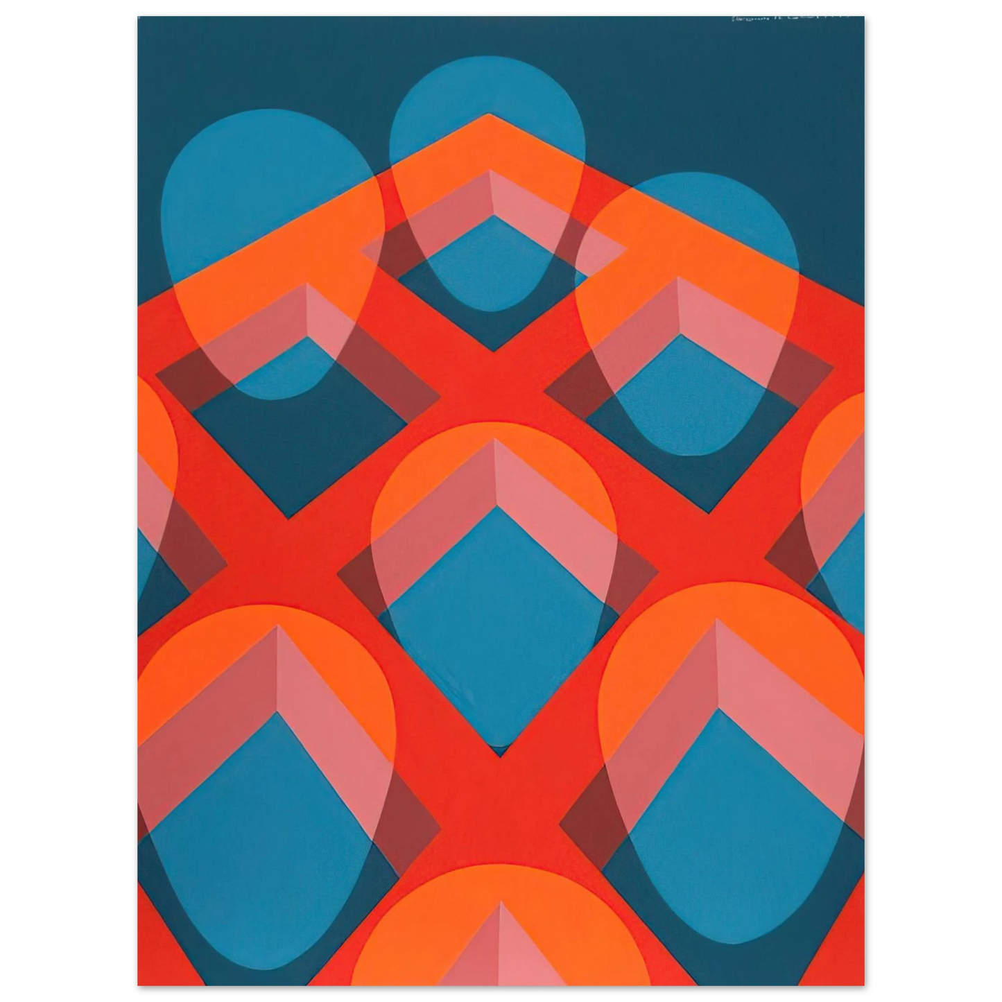 Clarence Holbrook Carter - Untitled - Faces in a Grid Red and Blue - 1973 75x100 cm / 30x40inches Fine Art Poster