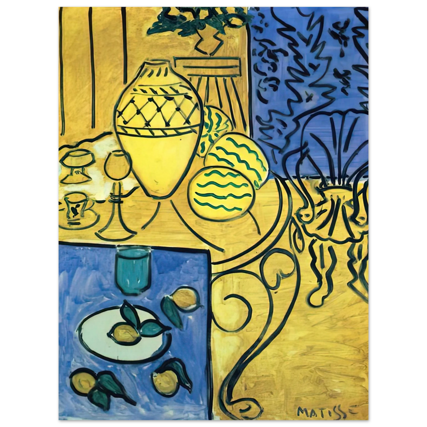 Henri Matisse - INTERIOR IN YELLOW 1946 75x100 cm / 30x40inches Fine Art Poster