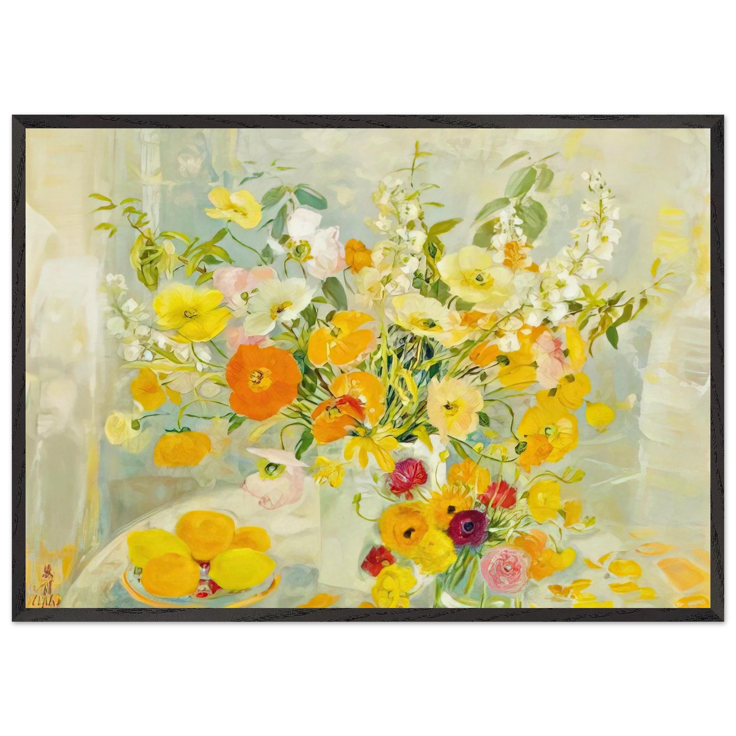 Flower Composition - Post-Impressionism - Le Pho 70x100 cm / 28x40 inches Framed Art Print – Black Wooden Frame