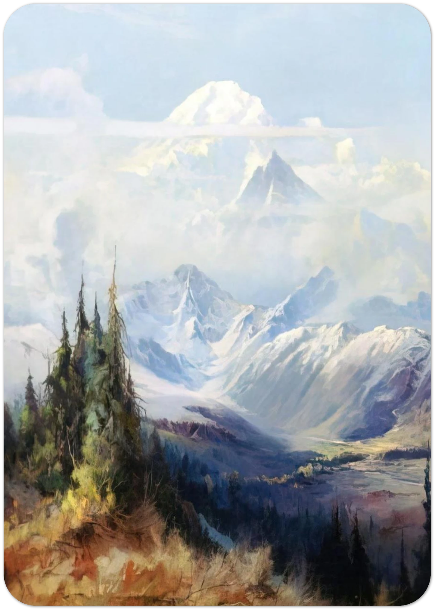 Mount McKinley in Mist - Romanticism By Sydney Laurence Pack of 10 Post Cards | Sydney Laurence Post Cards | A6 (10.5 x 14.8 cm) - 4.1 x 5.8 inches