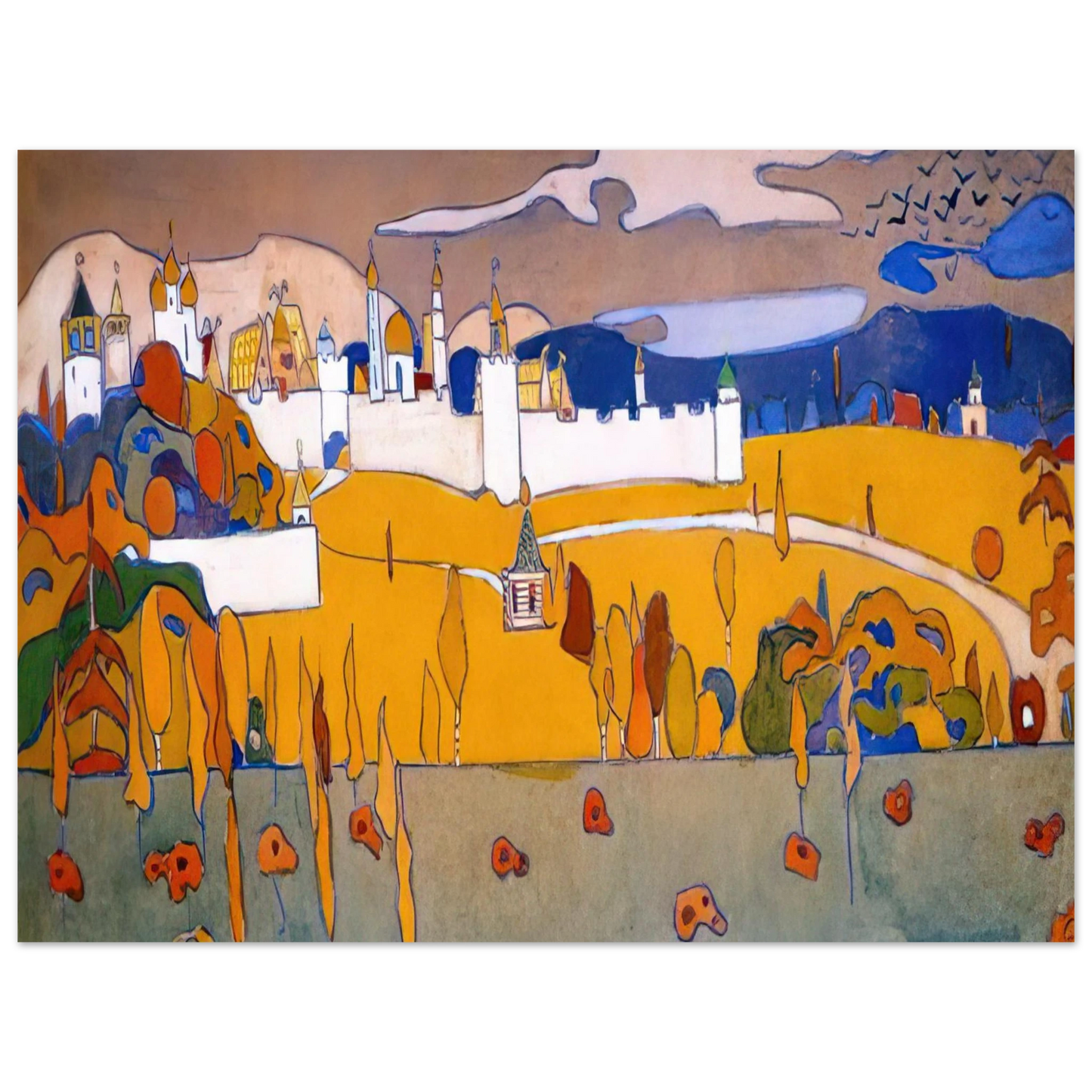 Wassily Kandinsky - WALLED CITY IN AUTUMN LANDSCAPE 1902 75x100 cm / 30x40inches Fine Art Poster