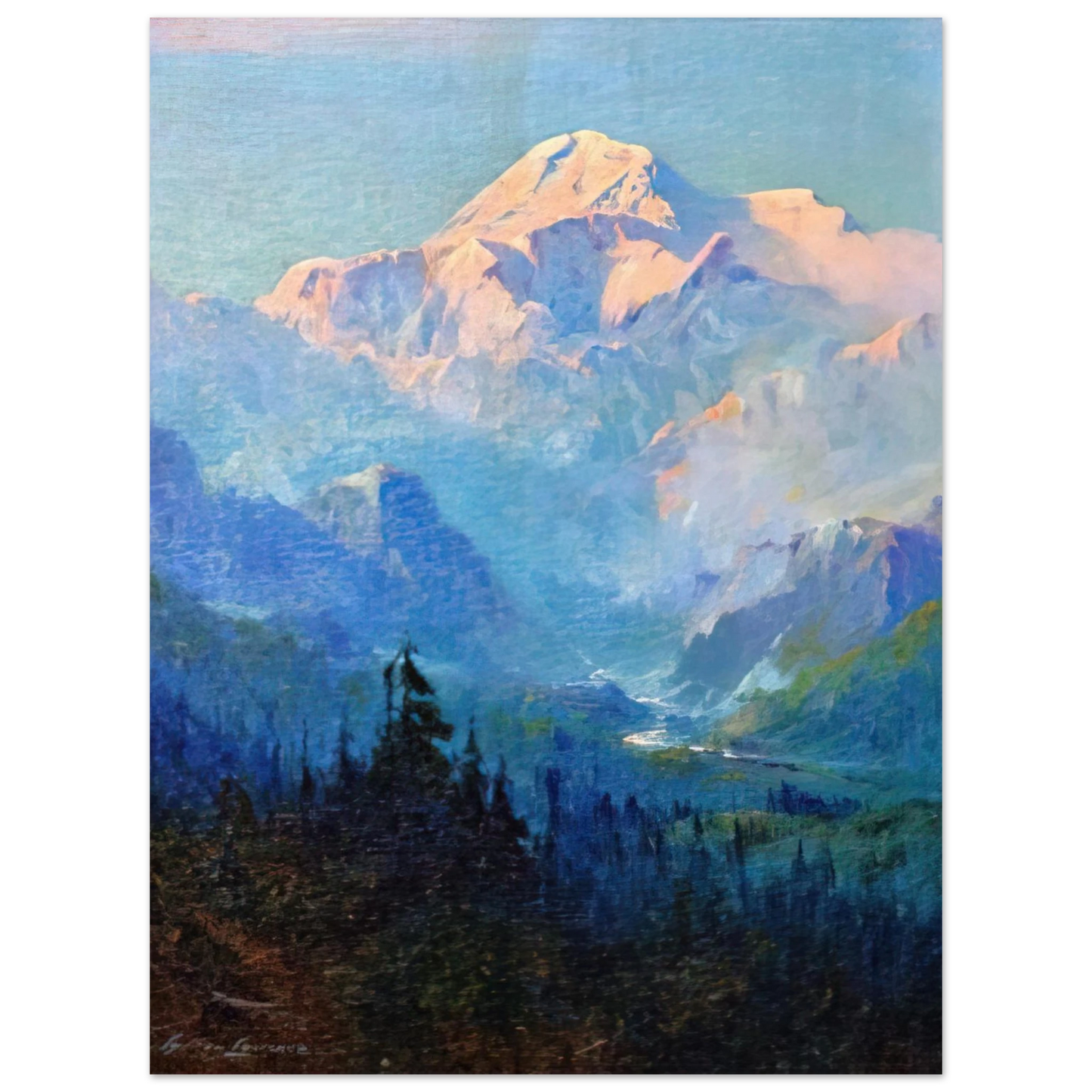 Sydney Laurence - Mount McKinley, Sunset - Romanticism 75x100 cm / 30x40inches Fine Art Poster