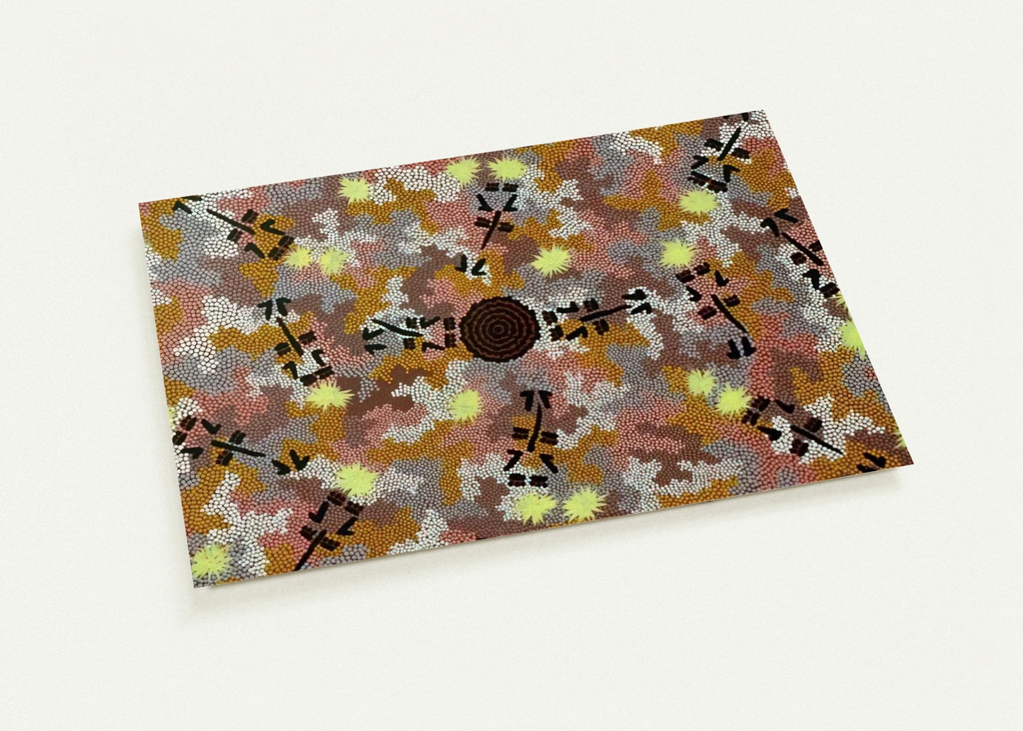 Kangaroo Dreaming, Mt. Dennison - 1989 By Clifford Possum Tjapaltjarri Pack of 10 Post Cards | Clifford Possum Tjapaltjarri Post Cards | A6 (10.5 x 14.8 cm) - 4.1 x 5.8 inches