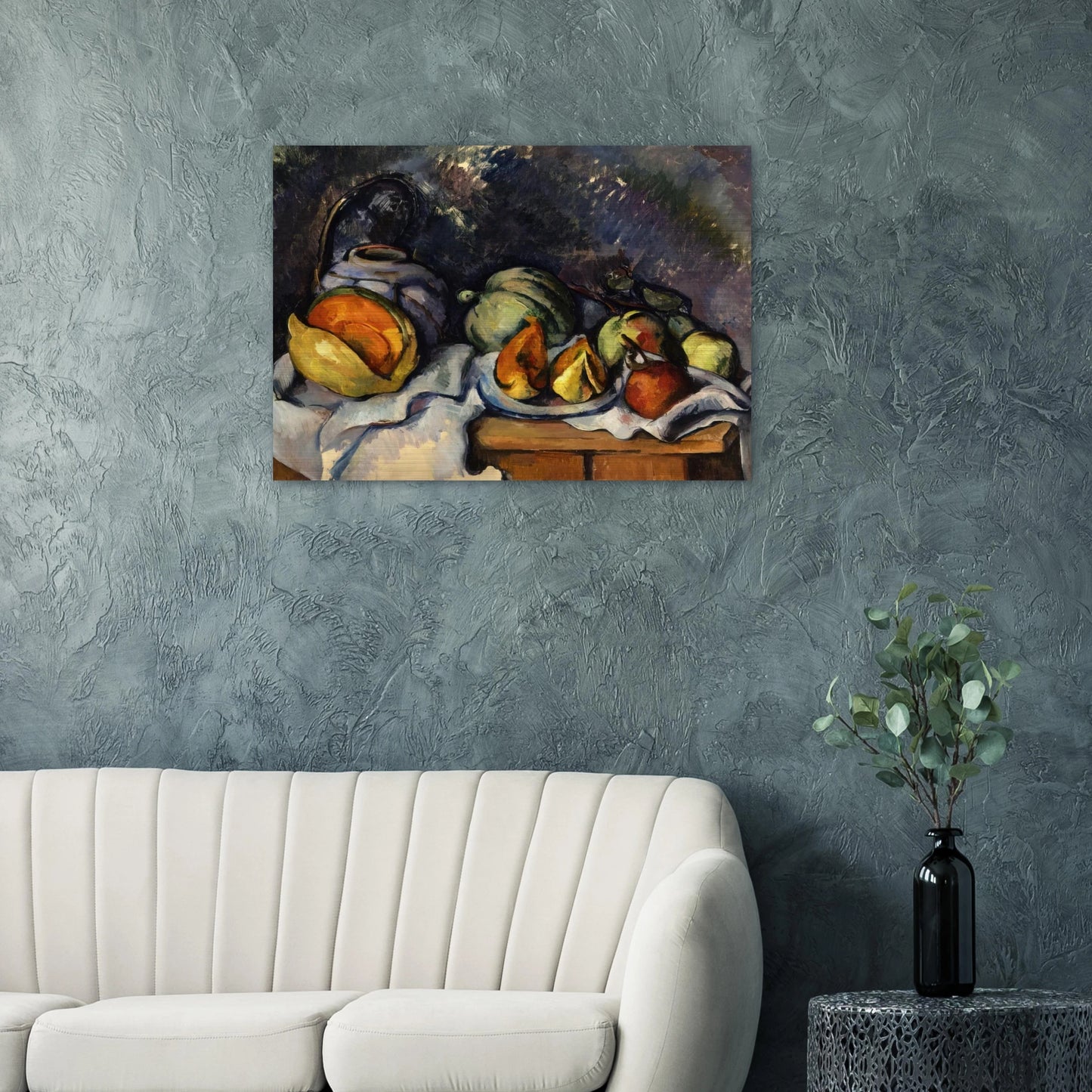 Still Life with Fruit and a Ginger Pot - Paul Cézanne Brushed Aluminum Print - 70x100 cm / 28x40 inches | Paul Cézanne Aluminum Print | Paul Cézanne Prints