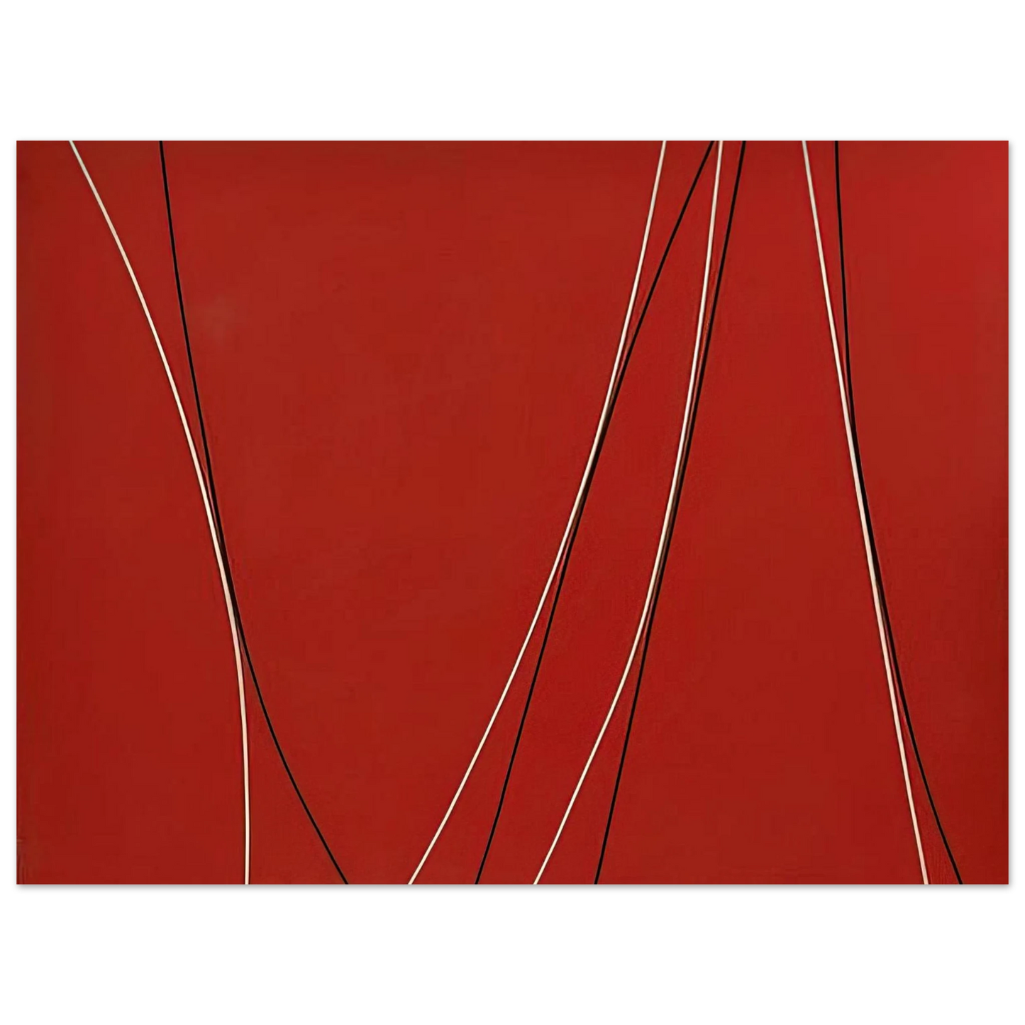 Lorser Feitelson - Untitled Black and White Lines on Red Background - 1965 75x100 cm / 30x40inches Fine Art Poster