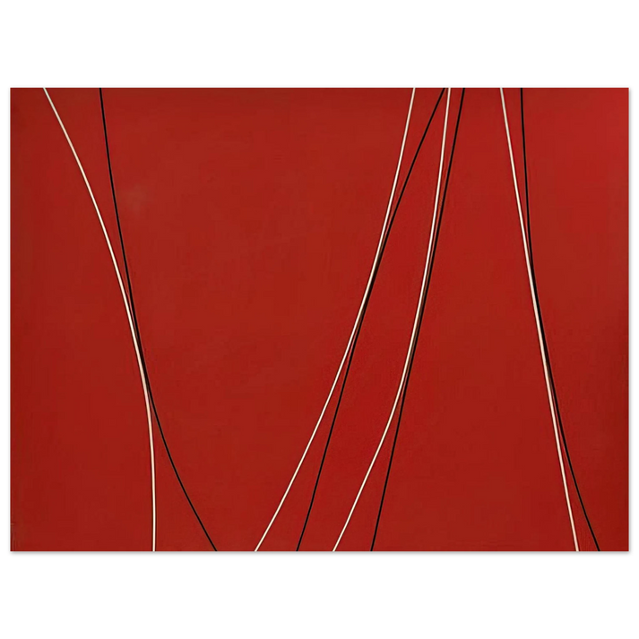 Lorser Feitelson - Untitled Black and White Lines on Red Background - 1965 75x100 cm / 30x40inches Fine Art Poster