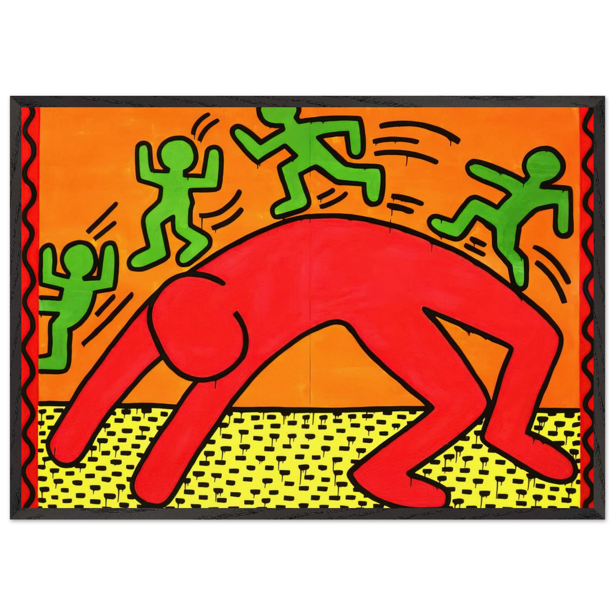 Wall artUNTITLED 1982 2 N1 - Keith Haring 70x100 cm / 28x40 inches Framed Art Print – Black Wooden Frame | Keith Haring Art For Sale