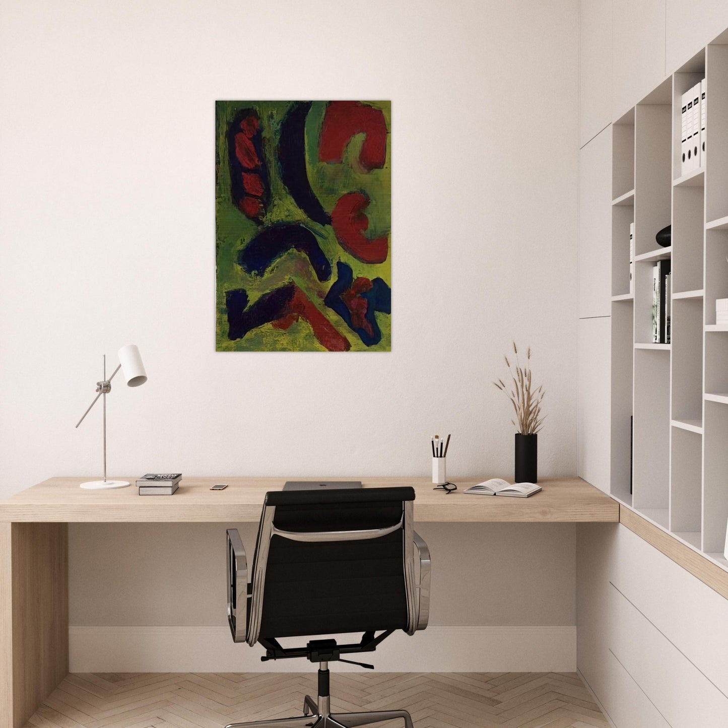 Abstract Composition in Green and Red - Barnett Newman Brushed Aluminum Print - 70x100 cm / 28x40 inches | Barnett Newman Aluminum Print | Barnett Newman Prints