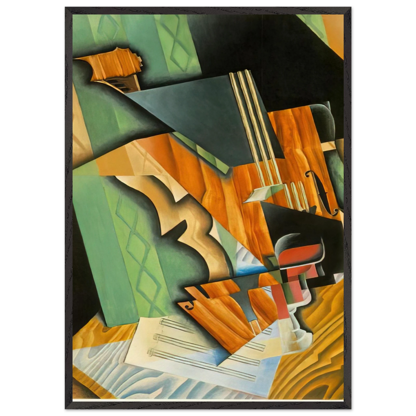 VIOLIN AND GLASS 1915 - Juan Gris 70x100 cm / 28x40 inches Framed Art Print – Black Wooden Frame