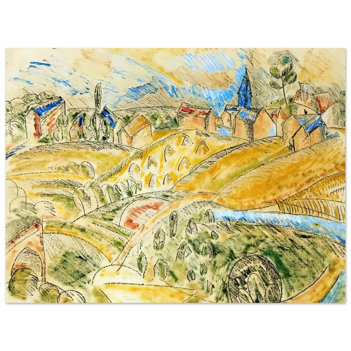 Raoul Dufy - CUBIST LANDSCAPE WITH HAYSTACKS 75x100 cm / 30x40inches Fine Art Poster