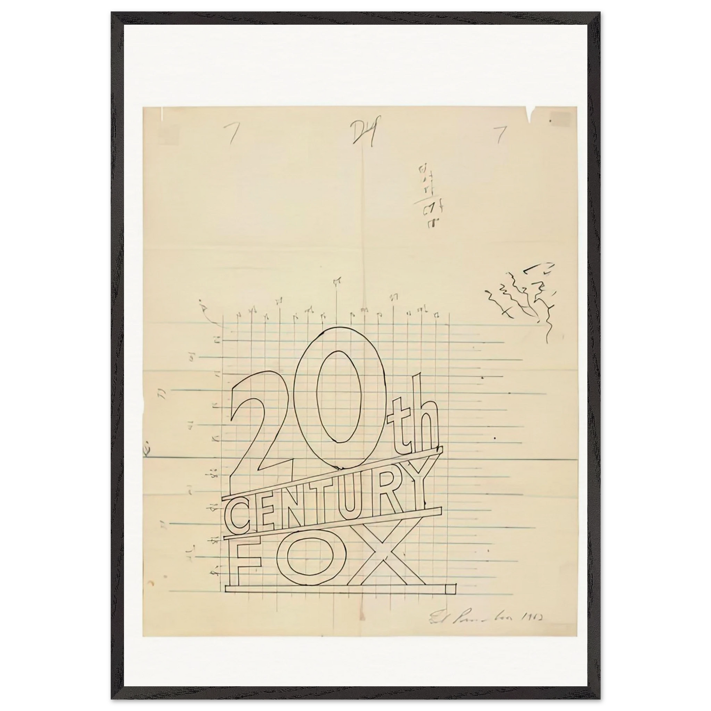 TRADEMARK GRID 1962 - Edward Ruscha 70x100 cm / 28x40 inches Framed Art Print – Black Wooden Frame