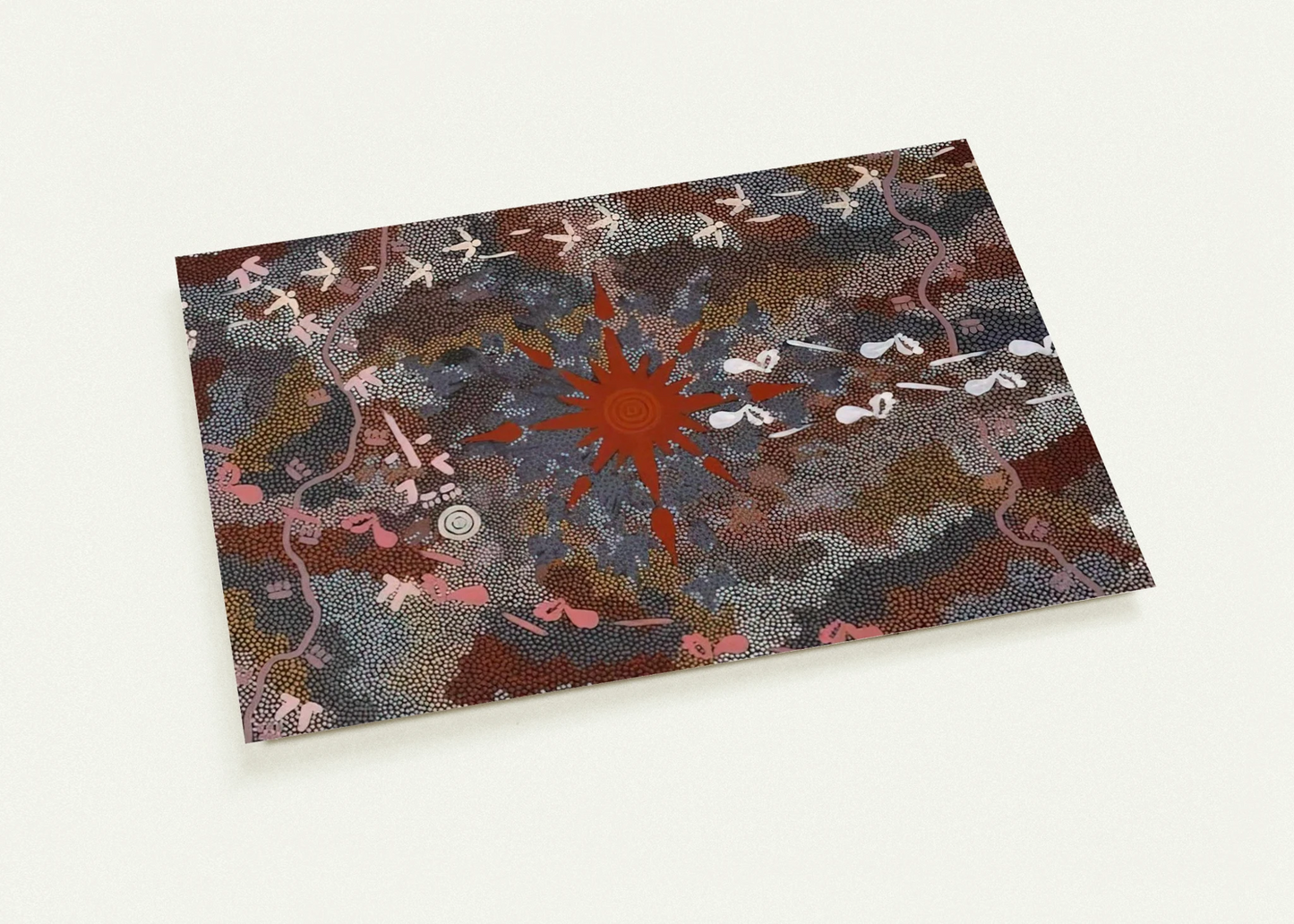 Fire Dreaming - 1996 By Clifford Possum Tjapaltjarri Pack of 10 Post Cards | Clifford Possum Tjapaltjarri Post Cards | A6 (10.5 x 14.8 cm) - 4.1 x 5.8 inches