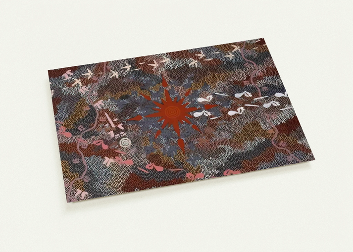 Fire Dreaming - 1996 By Clifford Possum Tjapaltjarri Pack of 10 Post Cards | Clifford Possum Tjapaltjarri Post Cards | A6 (10.5 x 14.8 cm) - 4.1 x 5.8 inches