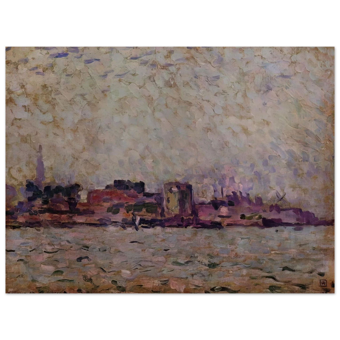 Theo van Rysselberghe - MORNING FOG OVER THE PORT OF VEER HOLLAND 1906 75x100 cm / 30x40inches Fine Art Poster