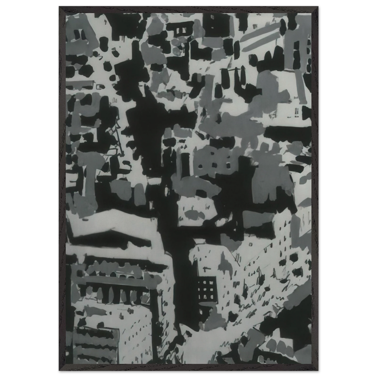 TOWNSCAPE P2 1968 - Gerhard Richter 70x100 cm / 28x40 inches Framed Art Print – Black Wooden Frame